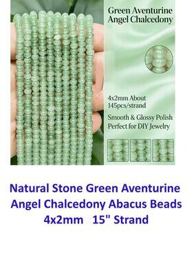 Natural Stone Green Aventurine Angel Chalcedony Abacus Beads 4x2mm  15" Strand